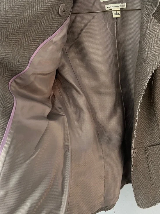 Banana Republic Brown Herringbone Ruffle Collar Blazer - Picture 7 of 12